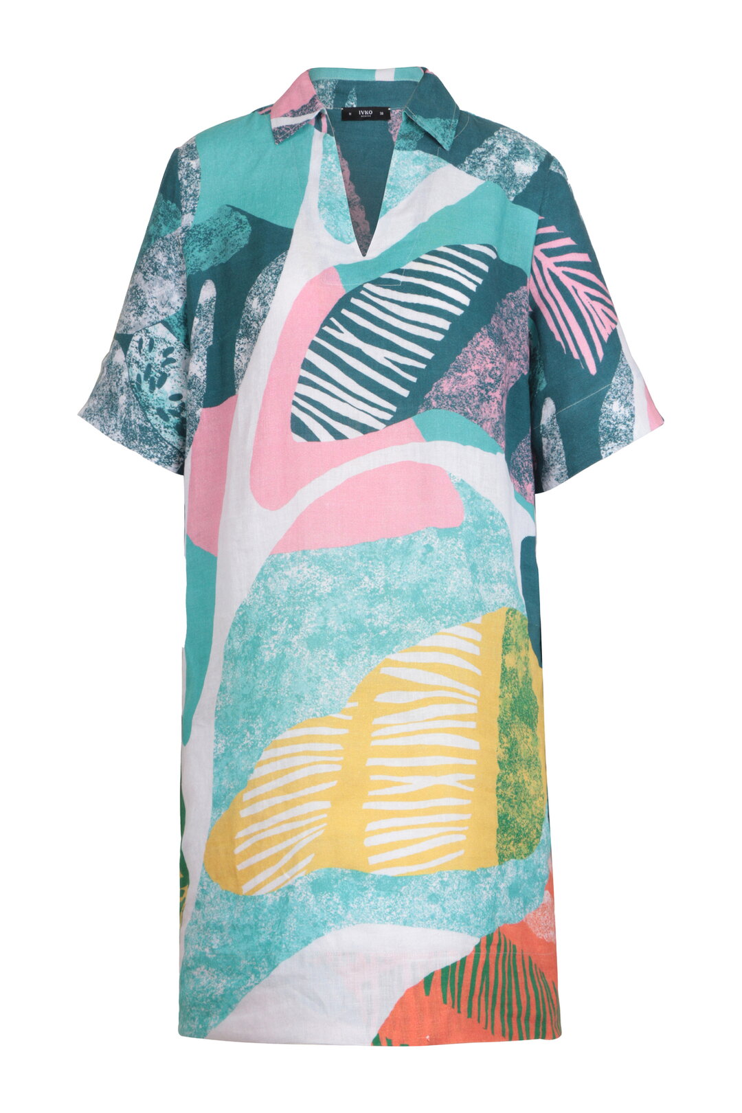 IVKO - V-hals jurk/tuniek - maximalist tropics pattern - Aqua