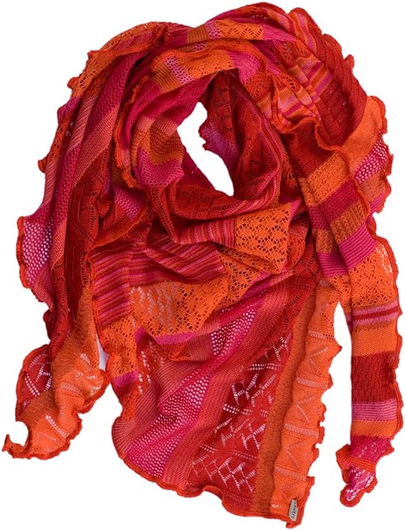 Invero Töne  - Driehoekige Merino omslagdoek Kyra 100% wol  - Flamenco Rood