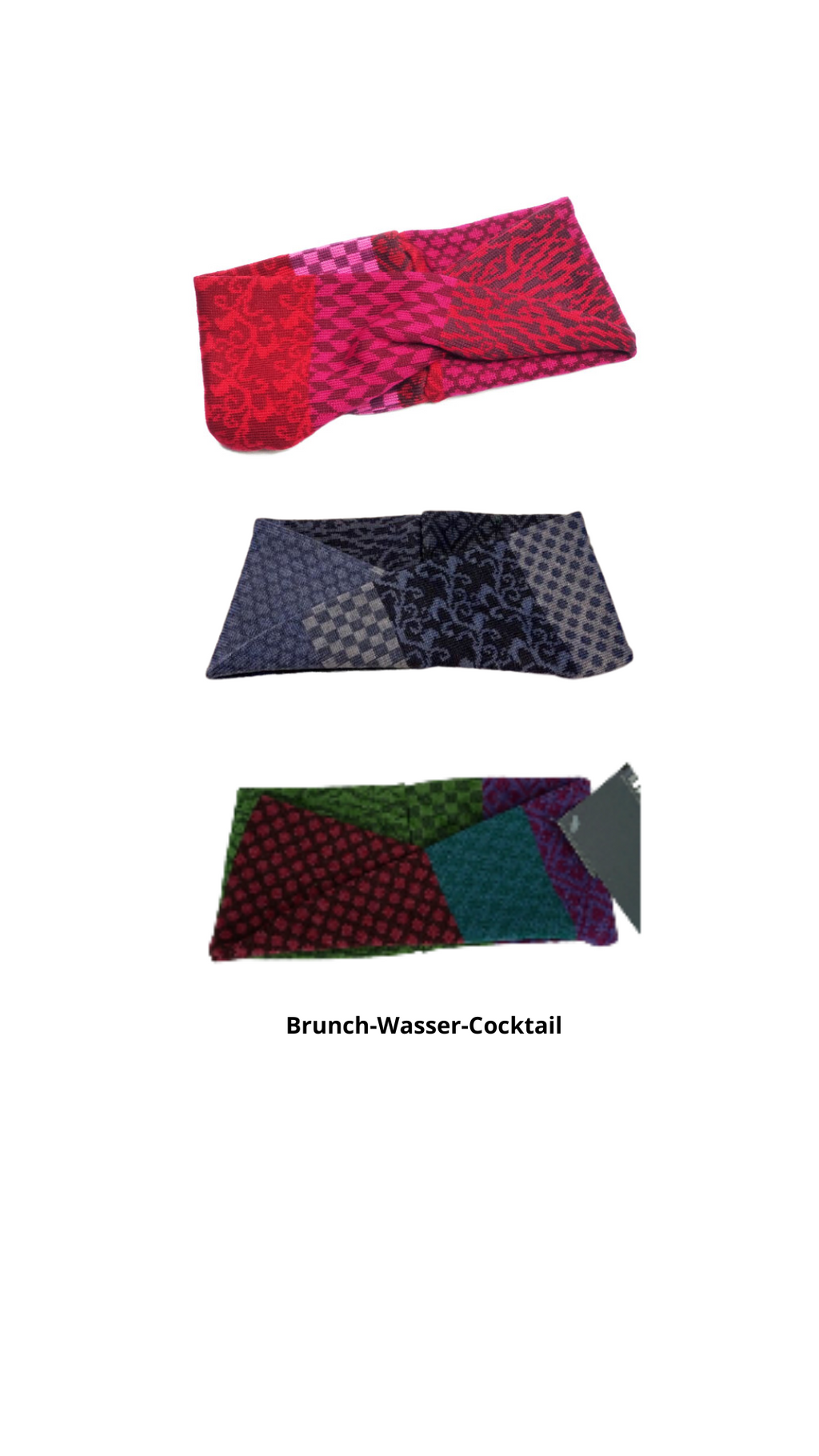 Invero Mustermix - Hoofdband Jessie - 2 kleuren (Brunch, Cocktail) wol (magenta)