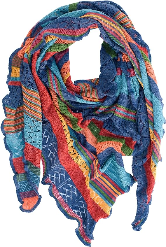 Invero Töne - Driehoekige Merino omslagdoek Kyra 100% wol - Konfetti