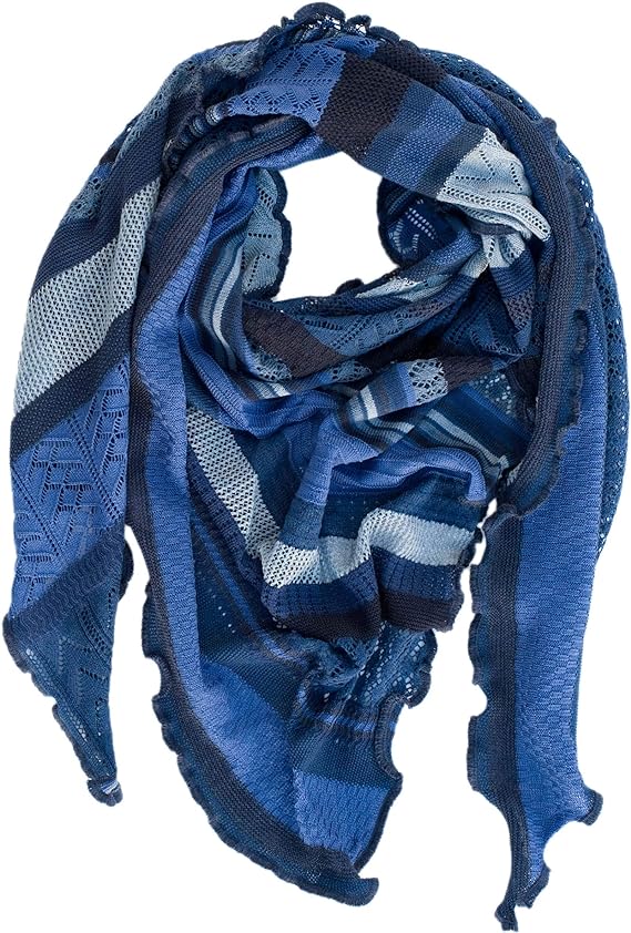 Invero Töne  - Driehoekige Merino omslagdoek Kyra 100% wol  - Blau