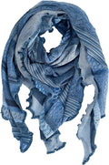 Invero Töne - Driehoekige Merino omslagdoek Kyra 100% wol  - Jeans