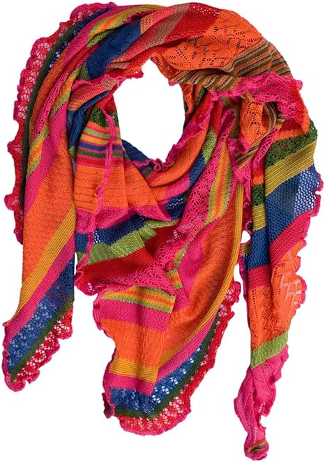 Invero Töne - Driehoekige Merino omslagdoek Kyra 100% wol  - Karneval