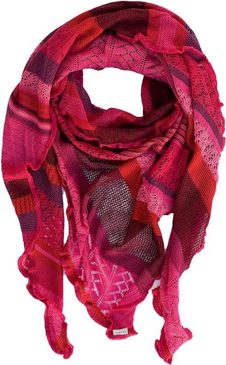 Invero Töne - Driehoekige Merino omslagdoek Kyra 100% wol - Pink/magenta