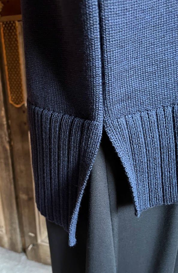 Invero - Trui met col - Donker blauw - Maat 2 wol