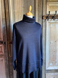Invero - Trui met col - Donker blauw - Maat 2 wol