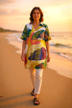 IVKO - V-hals jurk/tuniek - maximalist tropics pattern - Yellow
