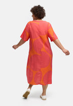 Kekoo - Jurk Solina - Orange-Koraal Cirkel magenta
