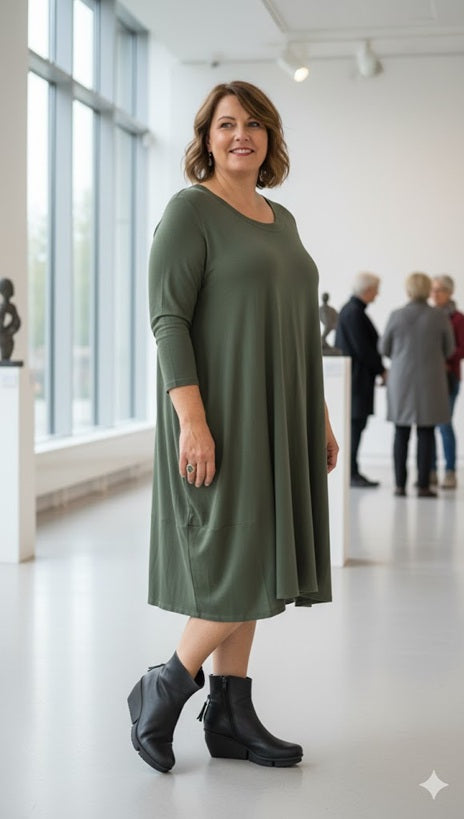 Sinne - Jurk Basic - Army groen