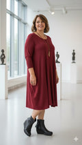 Sinne - Jurk Basic - Donkerrood Rood
