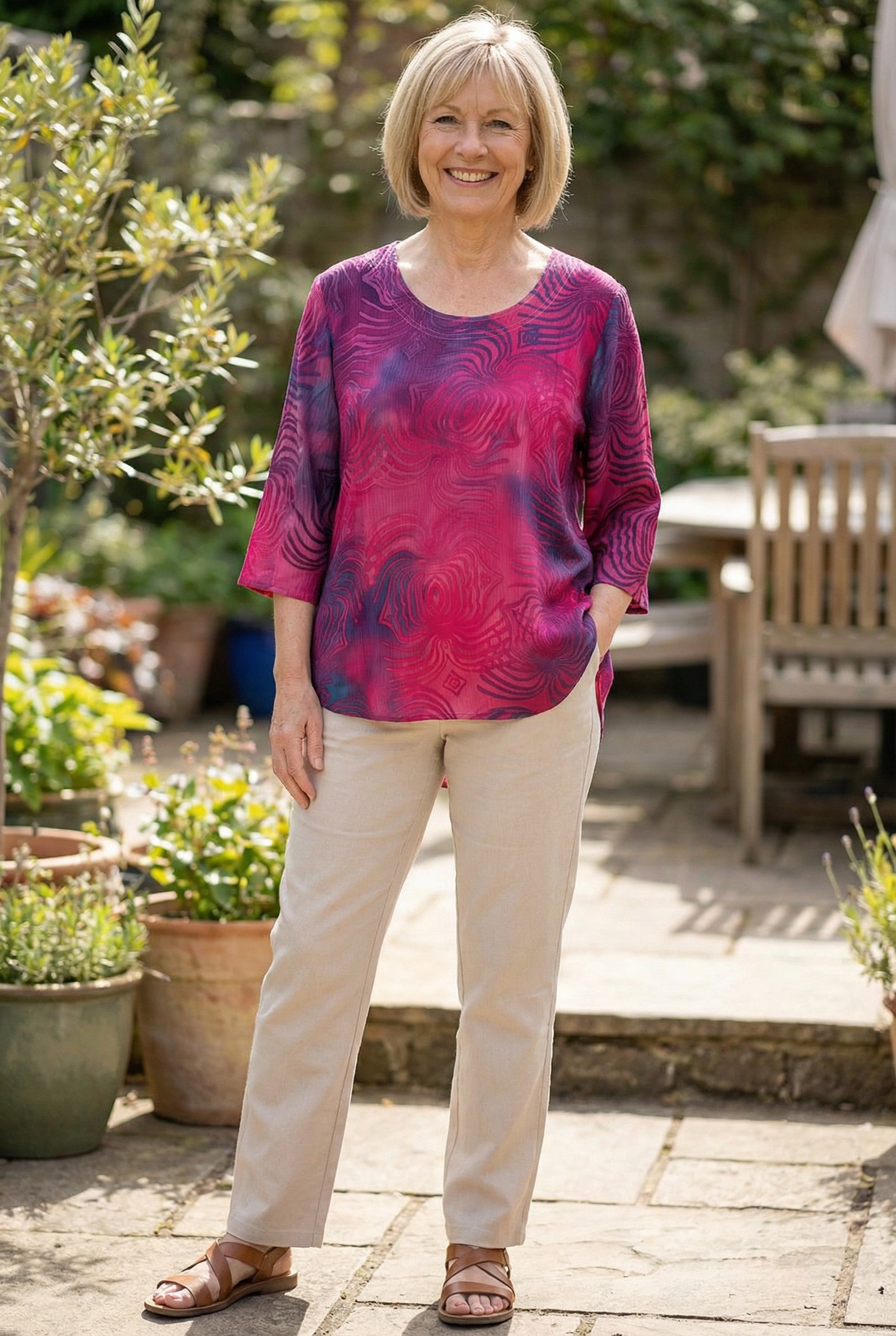 Angel Circle - Blouse Batik KT1377T - Roze/Magenta/Paars