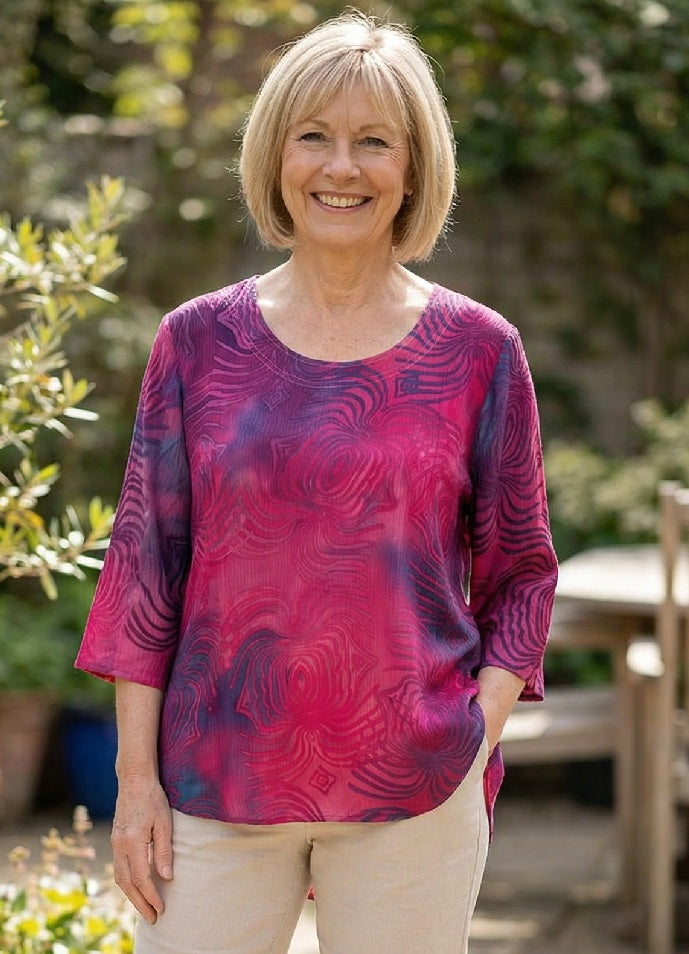 Angel Circle - Blouse Batik KT1377T - Roze/Magenta/Paars