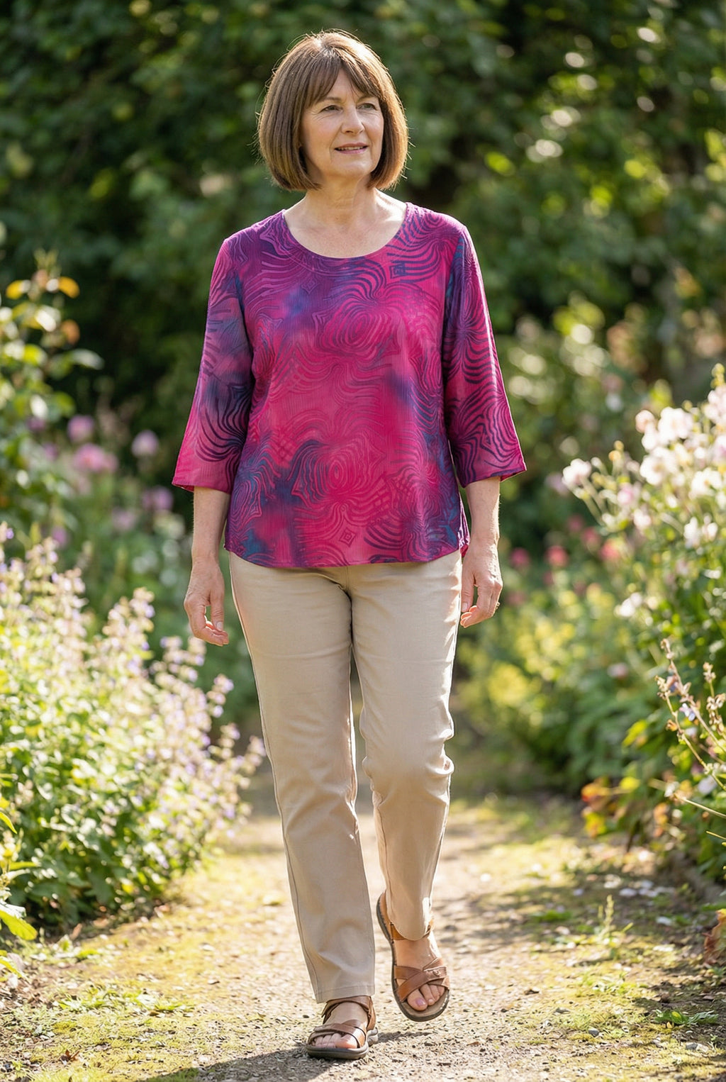 Angel Circle - Blouse Batik KT1377T - Roze/Magenta/Paars