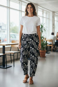 Angel Circle - Broek KT4117T - Print Black/White bloem