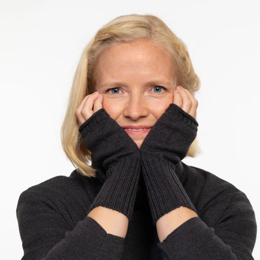 Invero - Handschoenen Karina met duimen - 100% wol - Anthra