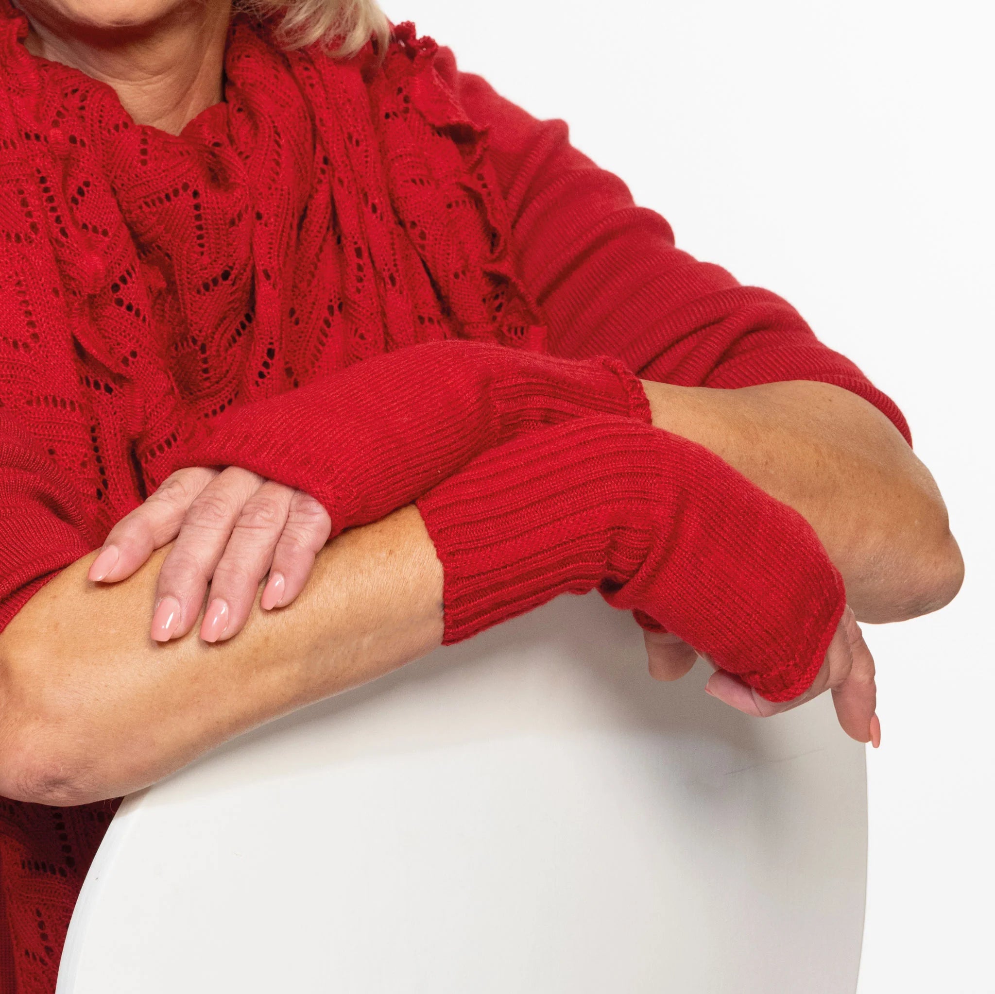 Invero - Handschoenen Karina met duimen - 100% wol - Granat