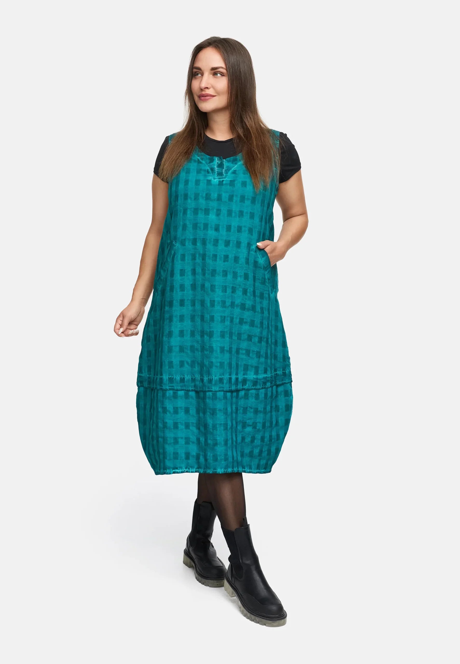 Kekoo - Mouwloze Jurk Velena met elegante ballon-silhouet - Petrol