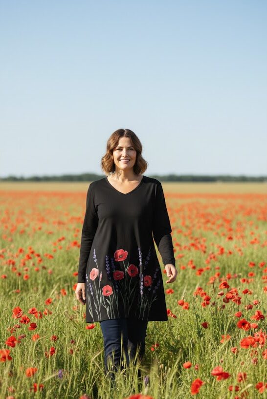 Angel Circle Tuniek – Geborduurde Klaprozen (#KT1780P2)bloem