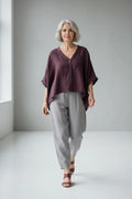BB Style - Oversized Linnen blouse - Aubergine