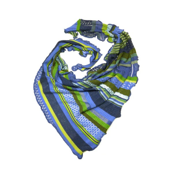 Invero Töne - Driehoekige Merino omslagdoek Kyra 100% wol  - Lagune