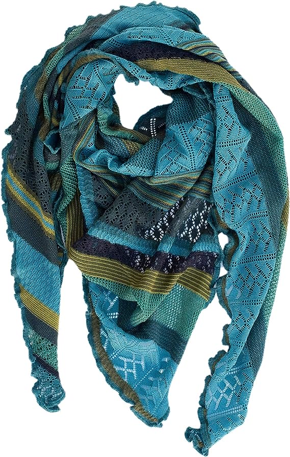 Invero Töne - Driehoekige Merino omslagdoek Kyra 100% wol - Petrol
