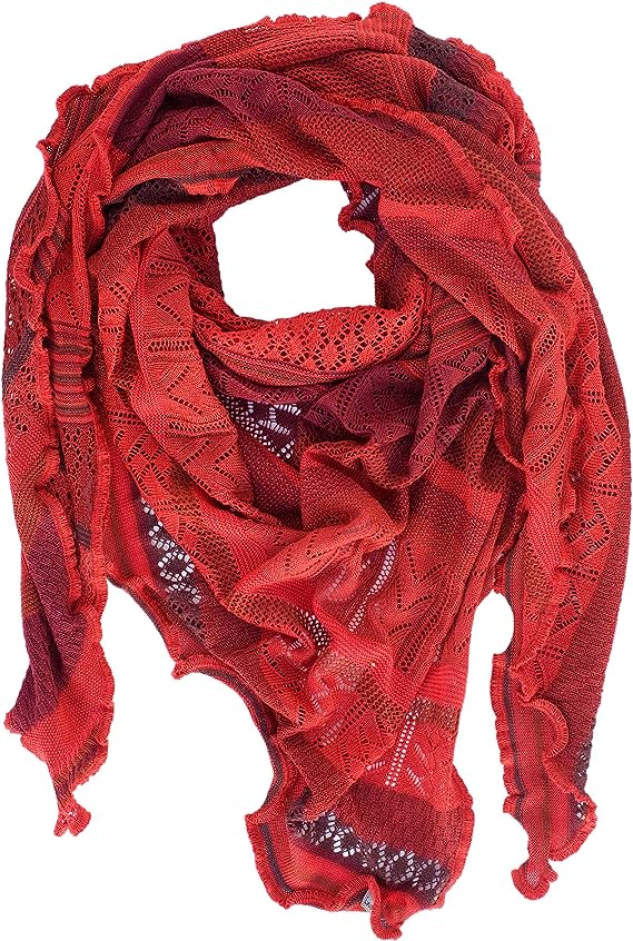 Invero Töne - Driehoekige Merino omslagdoek Kyra 100% wol - Rubin