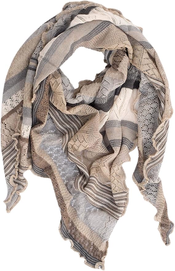 Invero Töne - Driehoekige Merino omslagdoek Kyra 100% wol - Sand