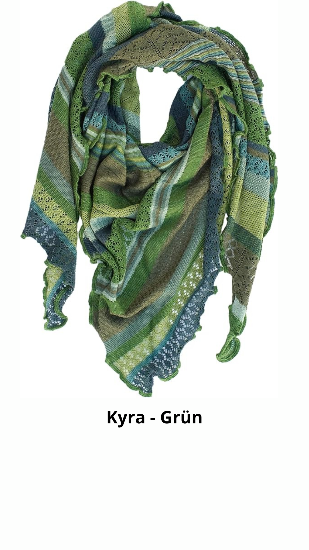 Invero Töne  - Driehoekige Merino omslagdoek Kyra 100% wol  - Grün