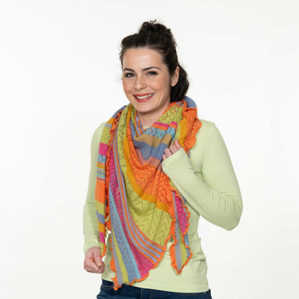 Invero Töne - Driehoekige Merino omslagdoek Kyra 100% wol - Aloha