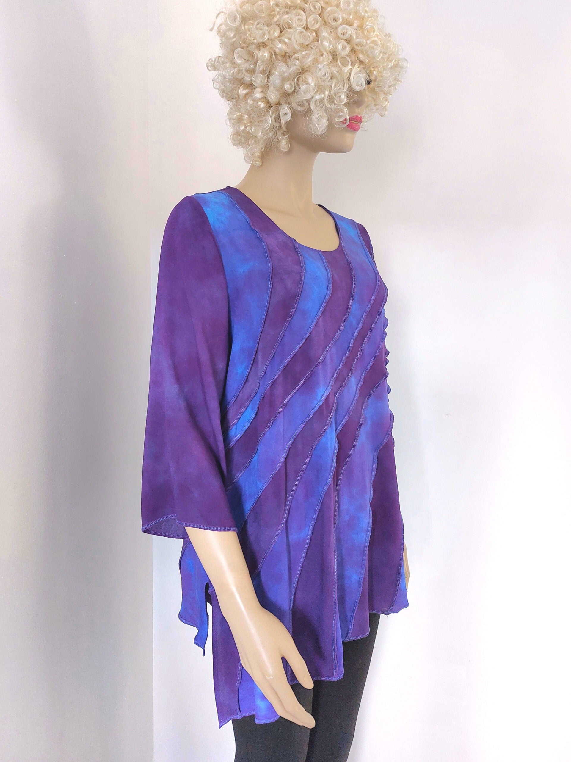 Liz & Joe - Viscose blouse met diagonale ronde naden - LT 58412 V-paars