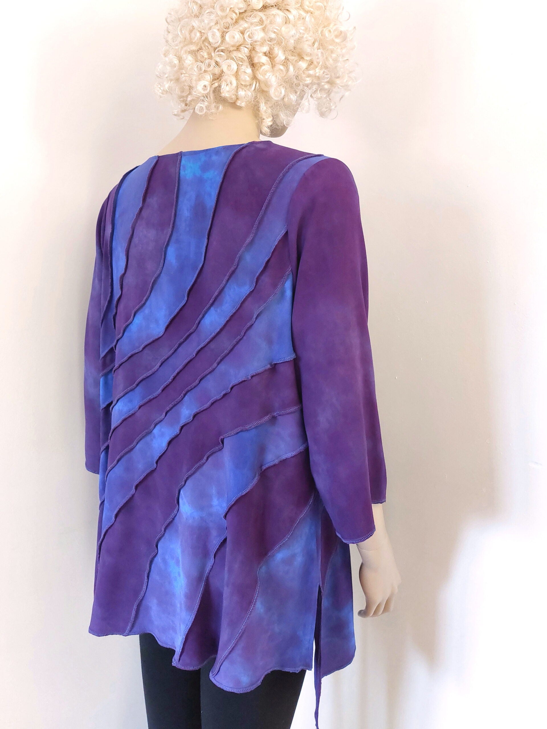 Liz & Joe - Viscose blouse met diagonale ronde naden - LT 58412 V-paars