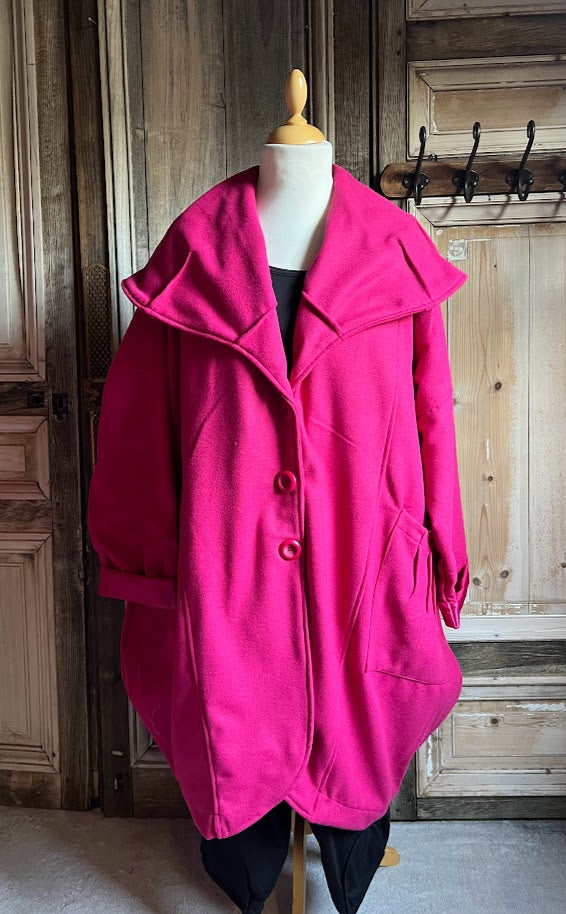 La Bass - Jas met wol grote kraag - Pink