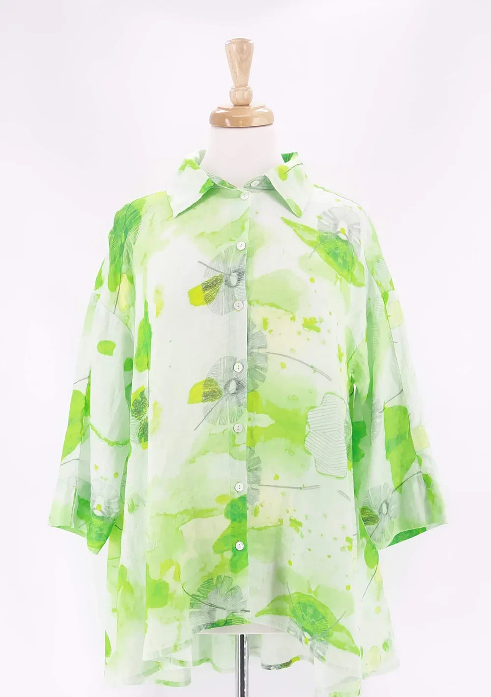 Grizas - Linnen Blouse - Lime Print bloem