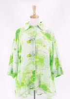 Grizas - Linnen Blouse - Lime Print bloem