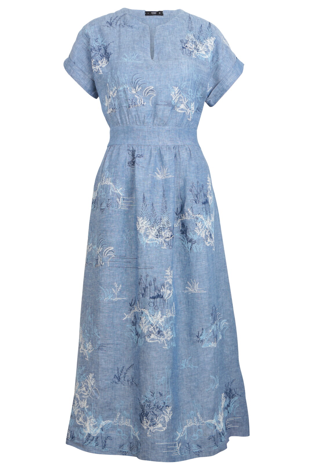 IVKO - Linnen jurk met borduurwerk - Blue