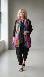 Liz & Joe - Patchwork sjaal, viscose - Regenboog