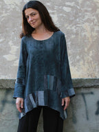 Liz & Joe - Viscose Blouse - patchwork - Zwart grijs