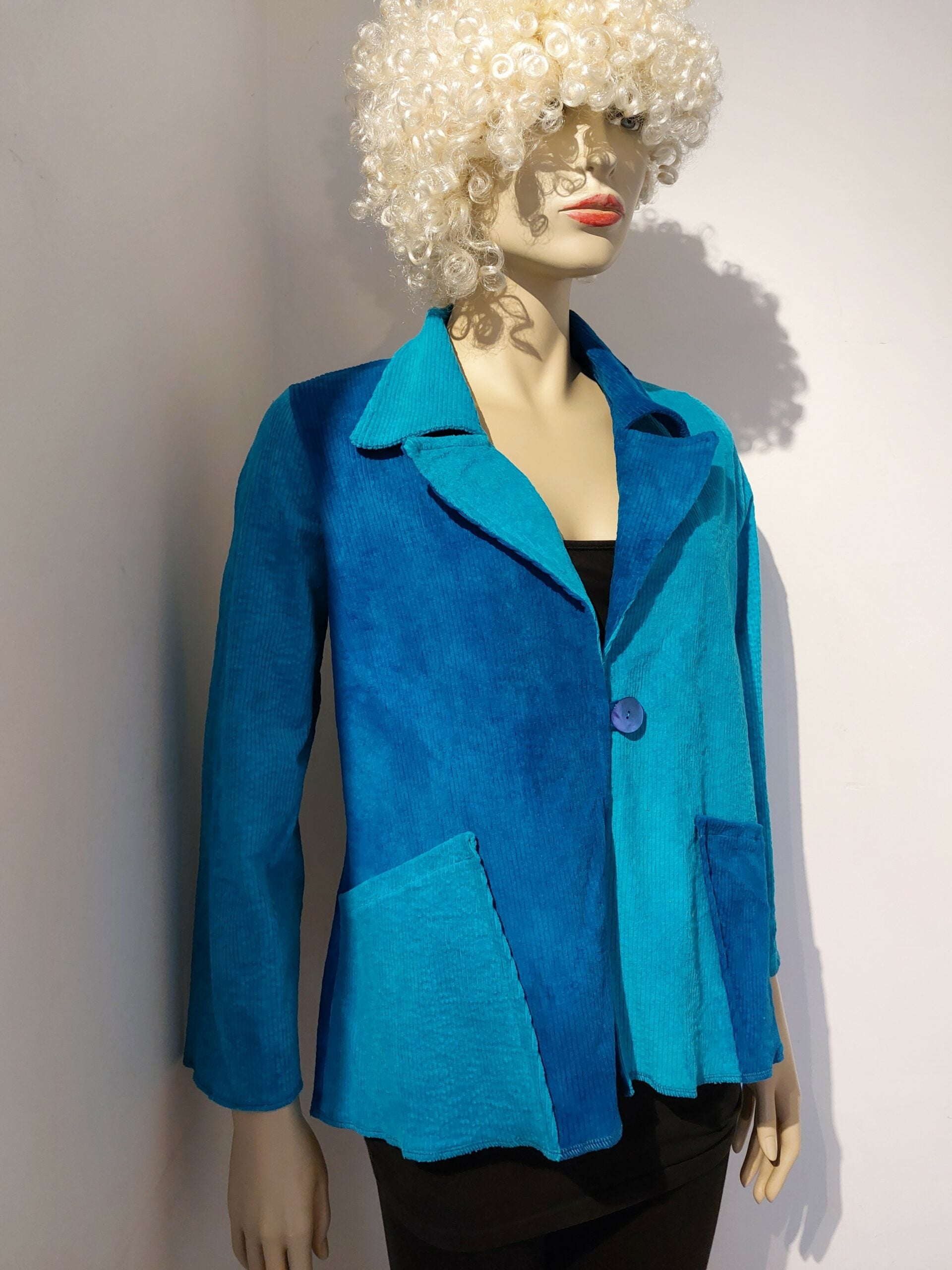 Liz & Joe - Ribfluweel tussenjas - Blauw - Turquoise