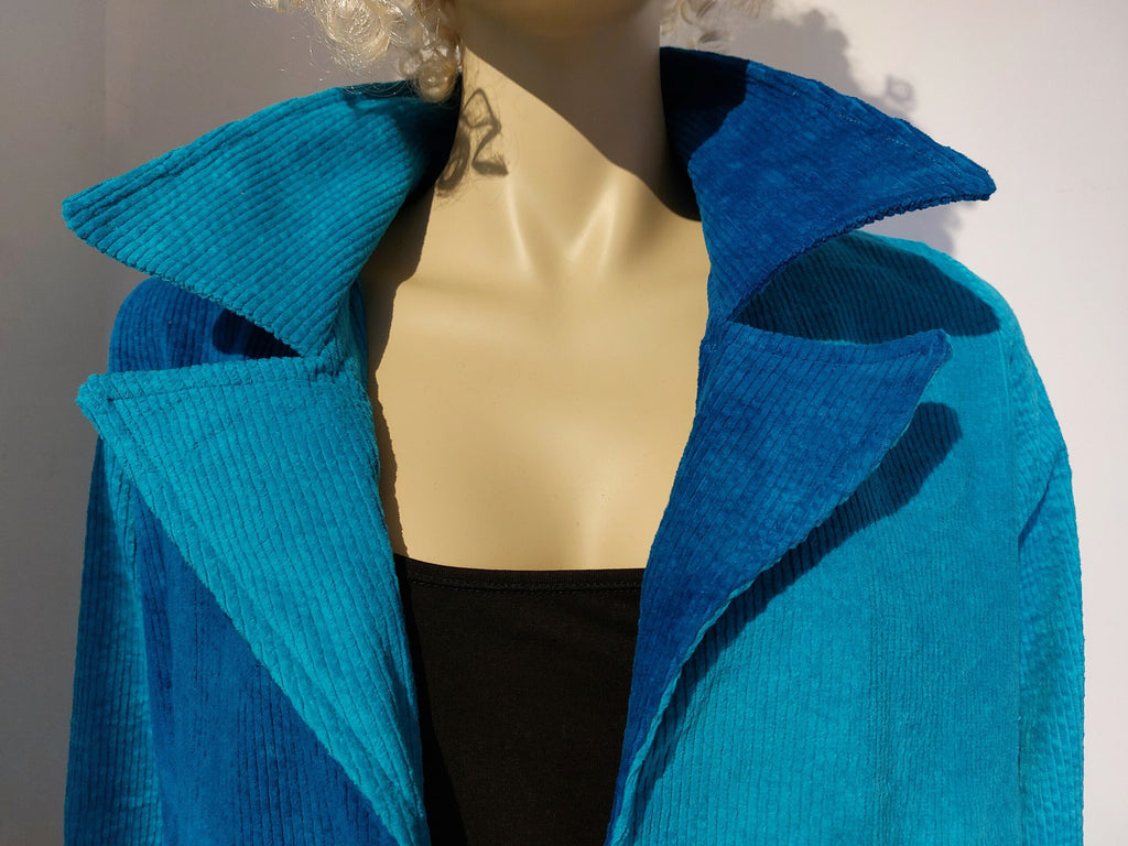Liz & Joe - Ribfluweel tussenjas - Blauw - Turquoise
