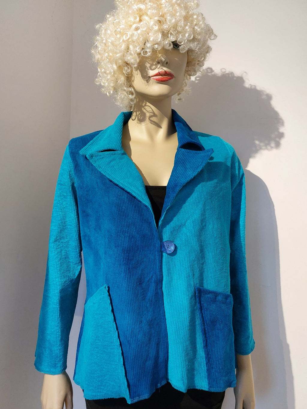 Liz & Joe - Ribfluweel tussenjas - Blauw - Turquoise