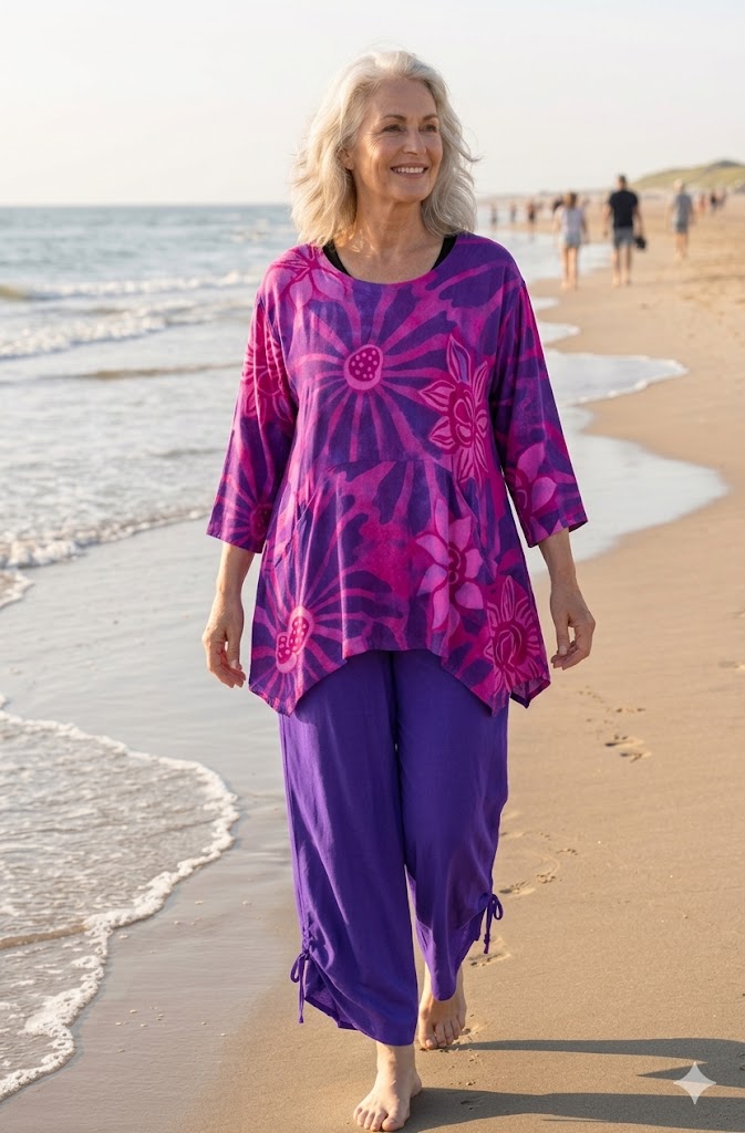 Luna Serena - Tuniek Loes - 10 Magenta/Roze/Paars bloem