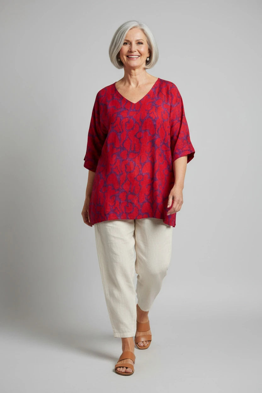 Luna Serena - Blouse - top Inca - Rood/Paars
