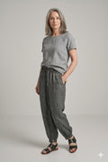 Luukaa - Linnenbroek - Grijszwart Washed print