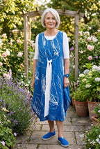 Luukaa - Mouwloze jurk - Blauw/wit