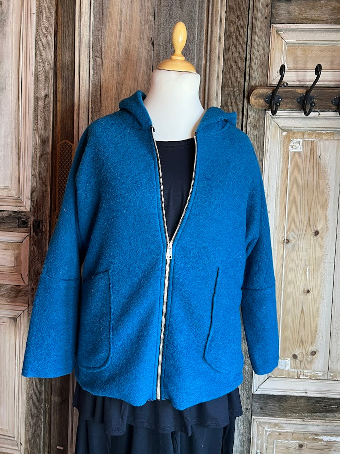 MB style - Jasje wol met rits - Petrol blauw