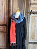 McNutt of Donegal - Sjaal Merino cashmere - Blauw/Oranje blokken #