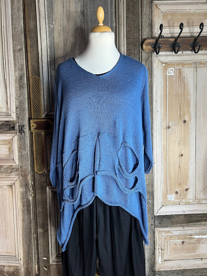 Moonshine - katoenen asymmetrische trui met V hals - Jeans
