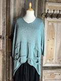 Moonshine - katoenen asymmetrische trui met V hals - Mint-groen