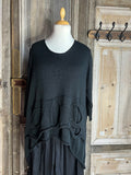 Moonshine - katoenen asymmetrische trui met V hals - Black