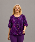 Normal Crazy - Blouse Botton Batik - Paars met magenta libelle